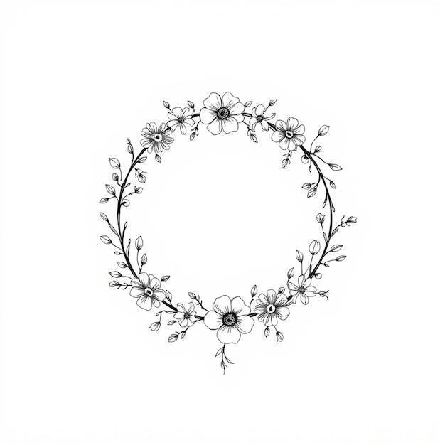 Beautiful flower circular floral frame isolated on white background