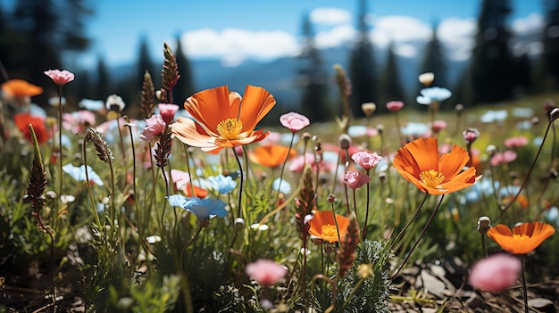 beautiful flower field scenery