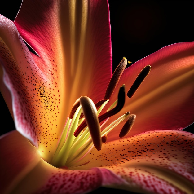 beautiful flower isolated on black background close up view beautiful colors ai generated