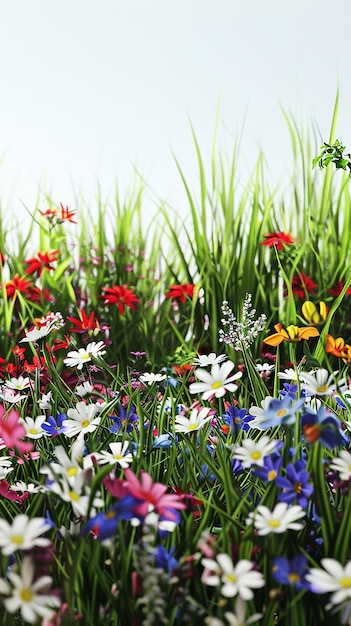 Beautiful flower photo of lush green grass with vibrant summer