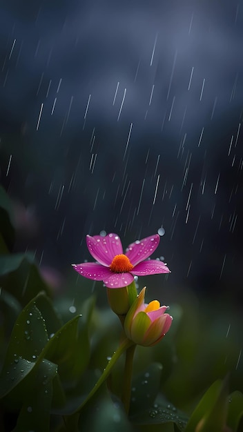 Beautiful flower in the rain natural wallpaper background