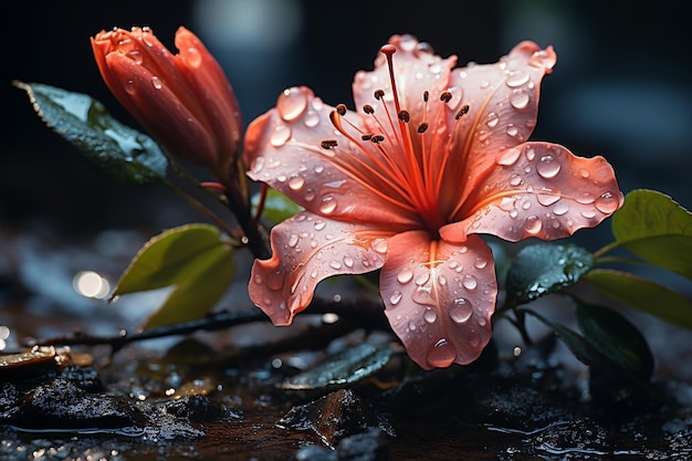 a beautiful flower in the rain