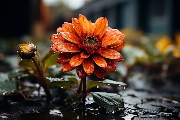 a beautiful flower in the rain