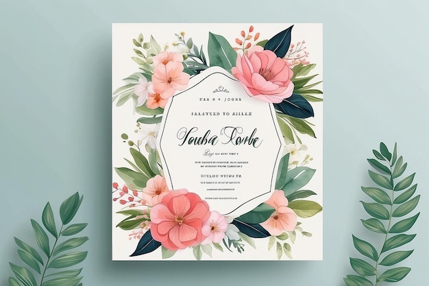 Photo beautiful flower template for wedding invitation