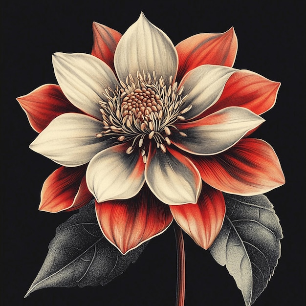 Photo beautiful flower in vintage botanical art style