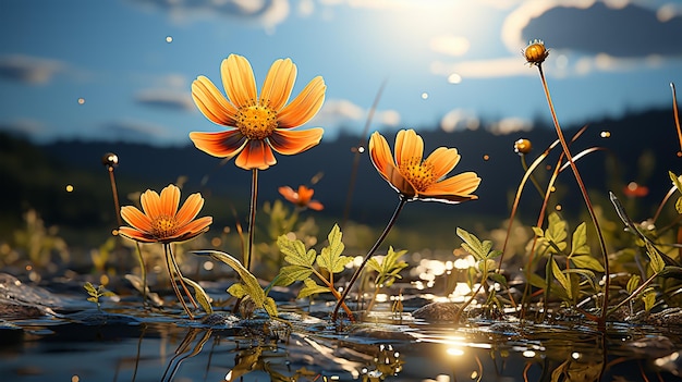 Beautiful flower with blue sky