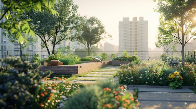 Beautiful FlowerFilled Rooftop Garden Scene