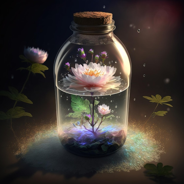 Beautiful Flowers in the bottle oils and essences of fresh AI technology