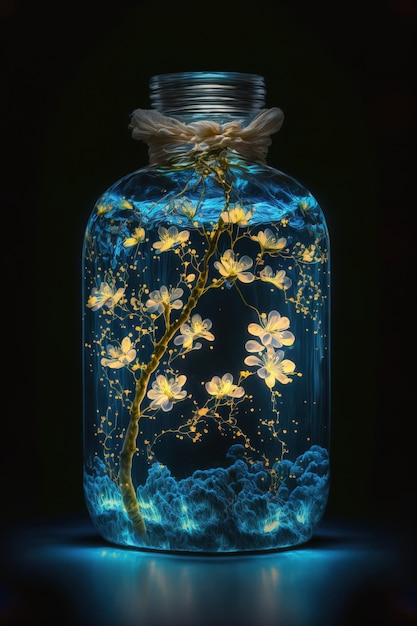 Beautiful Flowers in the bottle oils and essences of fresh AI technology