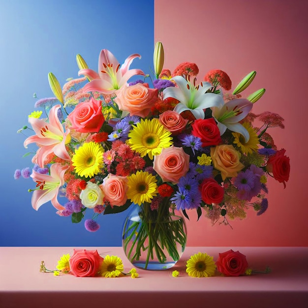 Beautiful flowers on color background