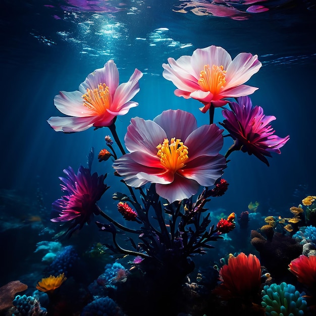 Beautiful flowers under the sea