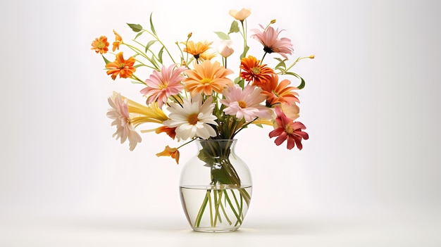 Beautiful flowers vase isolated on white background