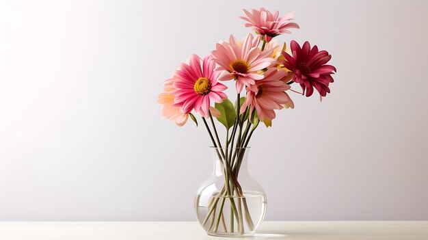 Beautiful flowers vase isolated on white background