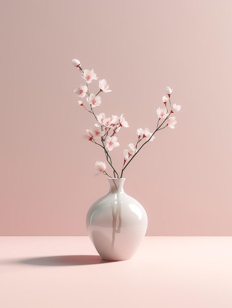 Beautiful Flowers vase on pink background Ai generated