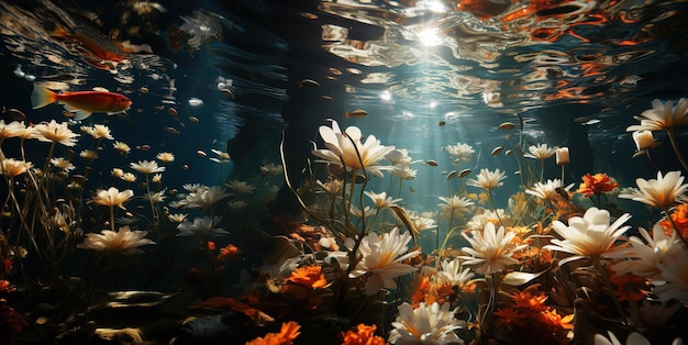 beautiful flowers under the water Generative AI Generative AI