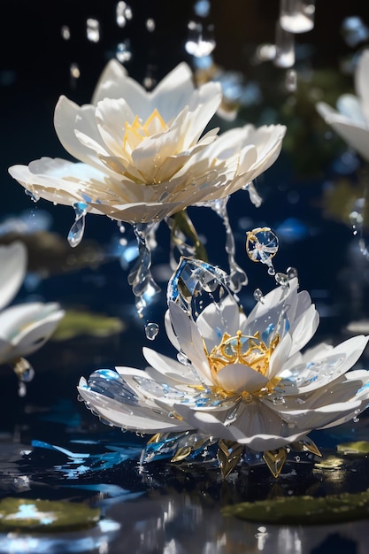 beautiful flowers with water drops