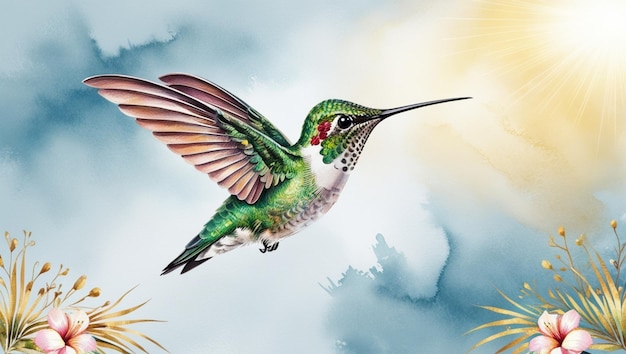 A Beautiful flying hummingbird Design element For banners posters leaflets and brochures