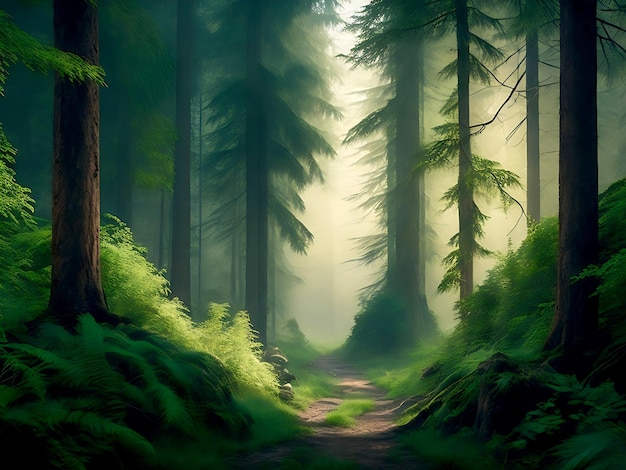 Beautiful Forest Background Ai Generate Image