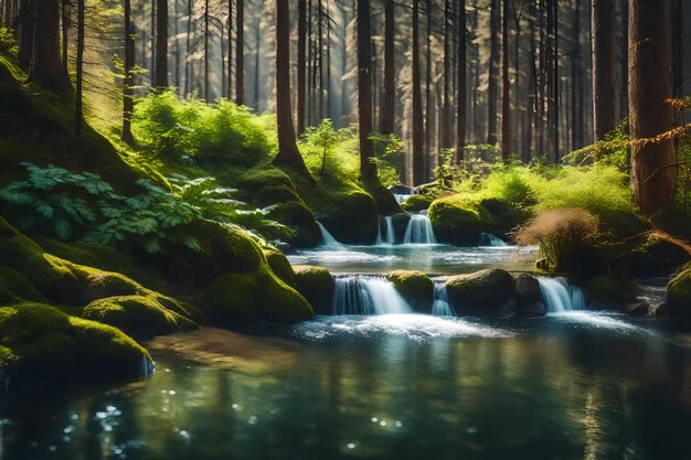 Beautiful forest spring season