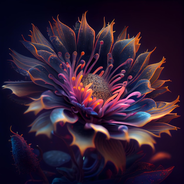 Beautiful fractal flower Digital art 3D rendering