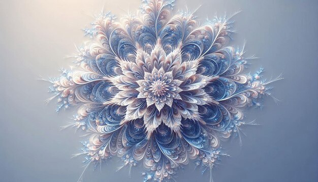 Photo beautiful fractal iceflower on a light background