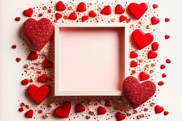 Beautiful frame for text and foto Flatly Copy the space Greeting card for Valentine's Day