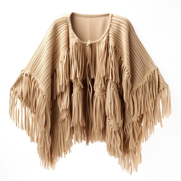 Beautiful Fringe Cape Cardigan isolated on white background