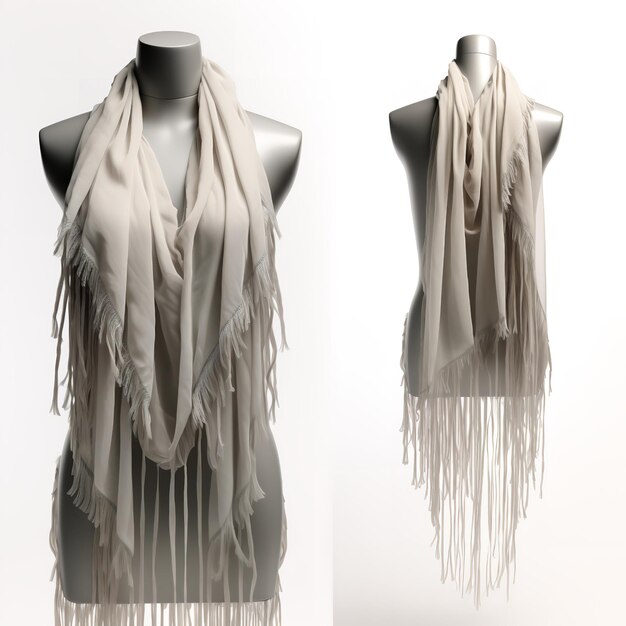 Beautiful Fringe Mesh Overlay Scarf isolated on white background