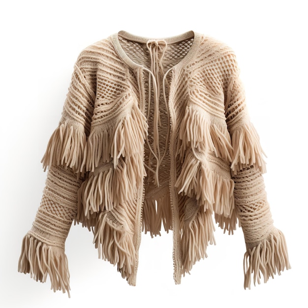 Beautiful Fringed Cardigan isolated on white background