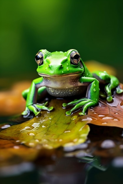 Beautiful frog in wet forest generated by AI