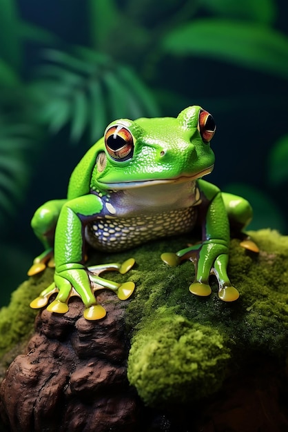 Beautiful frog in wet forest generated by AI