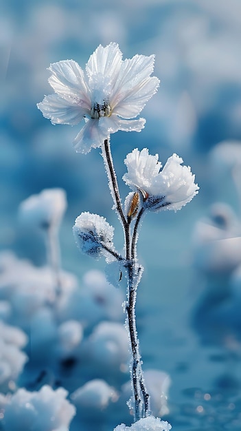 Photo beautiful frost flowers on a frozen lake creating a winter wonderland