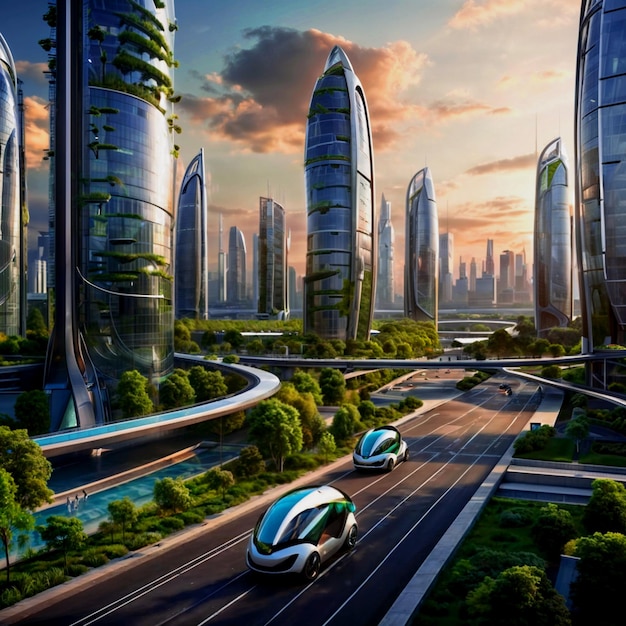 beautiful futuristic city of the future