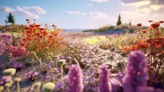 Beautiful garden dreamy color grading background Generative AI