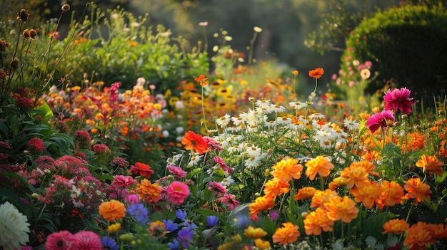 A beautiful garden full of flowers of many colors