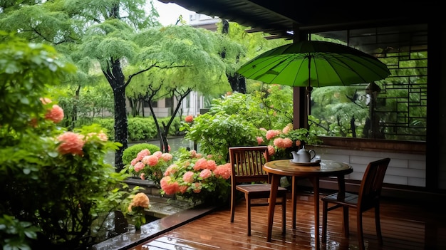 Beautiful garden in rainy day Thailand Selective focus