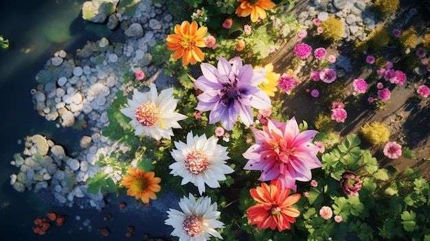 Beautiful garden there kinds of gorgeous flowers Generative AI