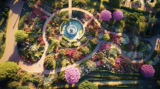 Beautiful garden there kinds of gorgeous flowers Generative AI