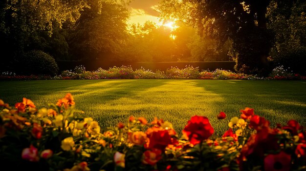 Photo a beautiful garden with a path and flowers