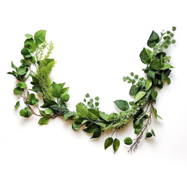 Photo beautiful garland strands greenery beads isolated on white background