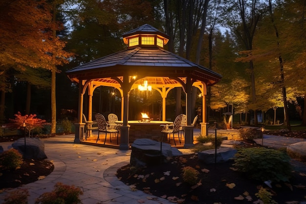 Beautiful gazebo square outdoor Generate AI