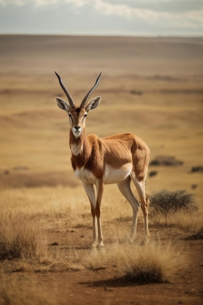 A beautiful gazelle looks into the camera in the wild