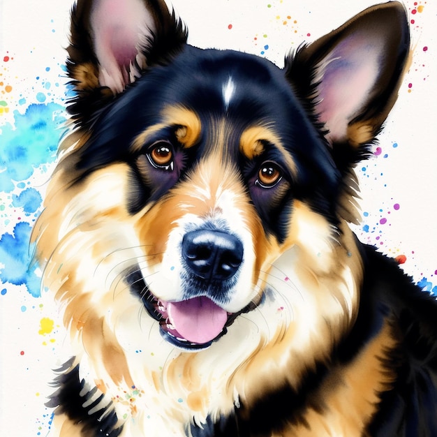 A beautiful German Shepherd dog Watercolor painting Noble Guardians Generative AI