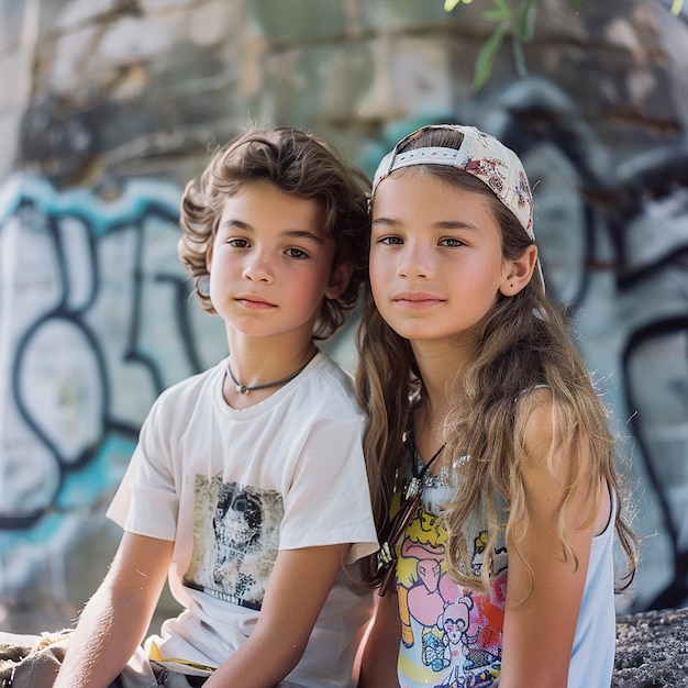 A Beautiful Girl and Boy in Urban Casual Fashion