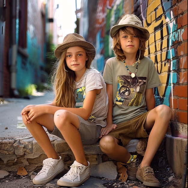 A Beautiful Girl and Boy in Urban Casual Fashion