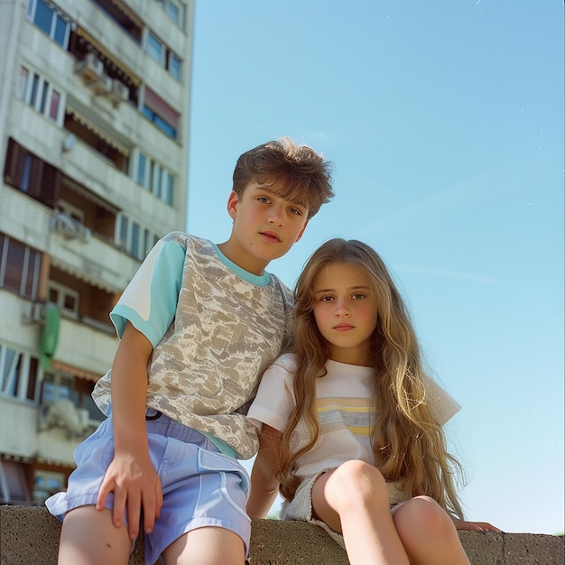 A Beautiful Girl and Boy in Urban Casual Fashion