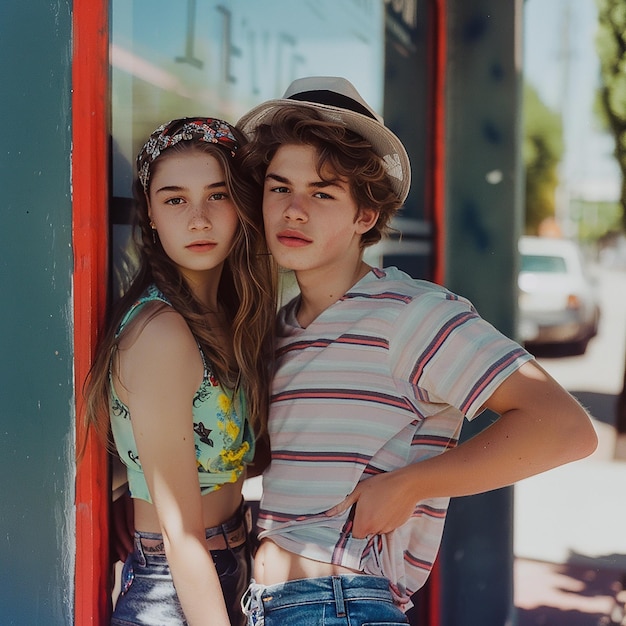 A Beautiful Girl and Boy in Urban Casual Fashion