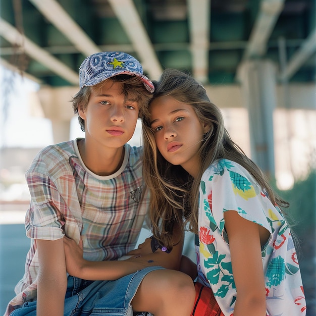 A Beautiful Girl and Boy in Urban Casual Fashion