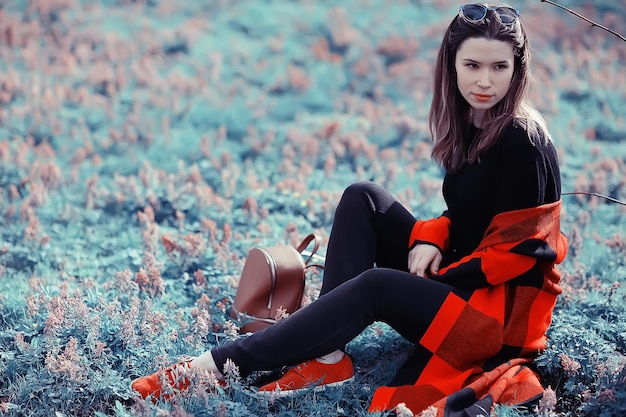 beautiful girl in the city park outdoor