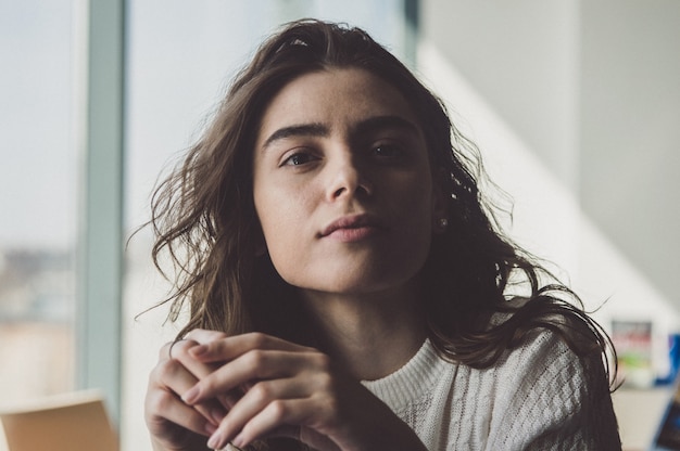 Beautiful girl, close up portrait